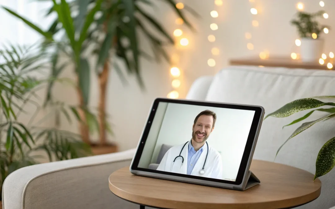 Virtual weight loss doctor consultation on tablet.