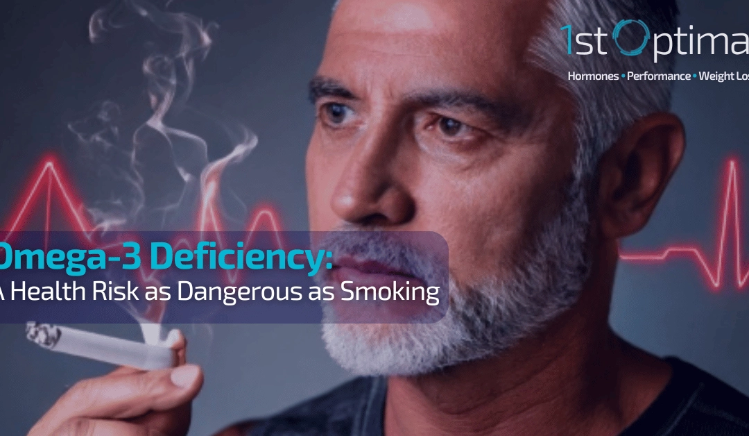 A side-by-side comparison of an unhealthy person with inflammation markers and a healthy individual consuming omega-3-rich foods, illustrating the risks of omega-3 deficiency and the benefits of proper nutrition.