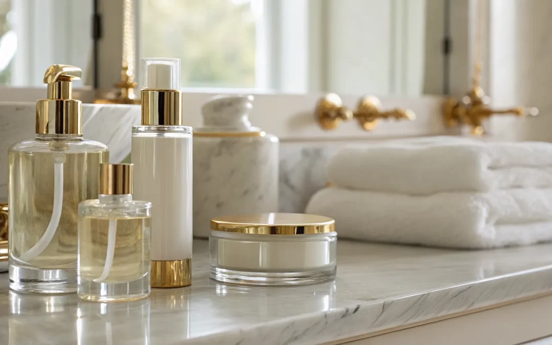 A collection of different anti-aging cream jars and bottles.