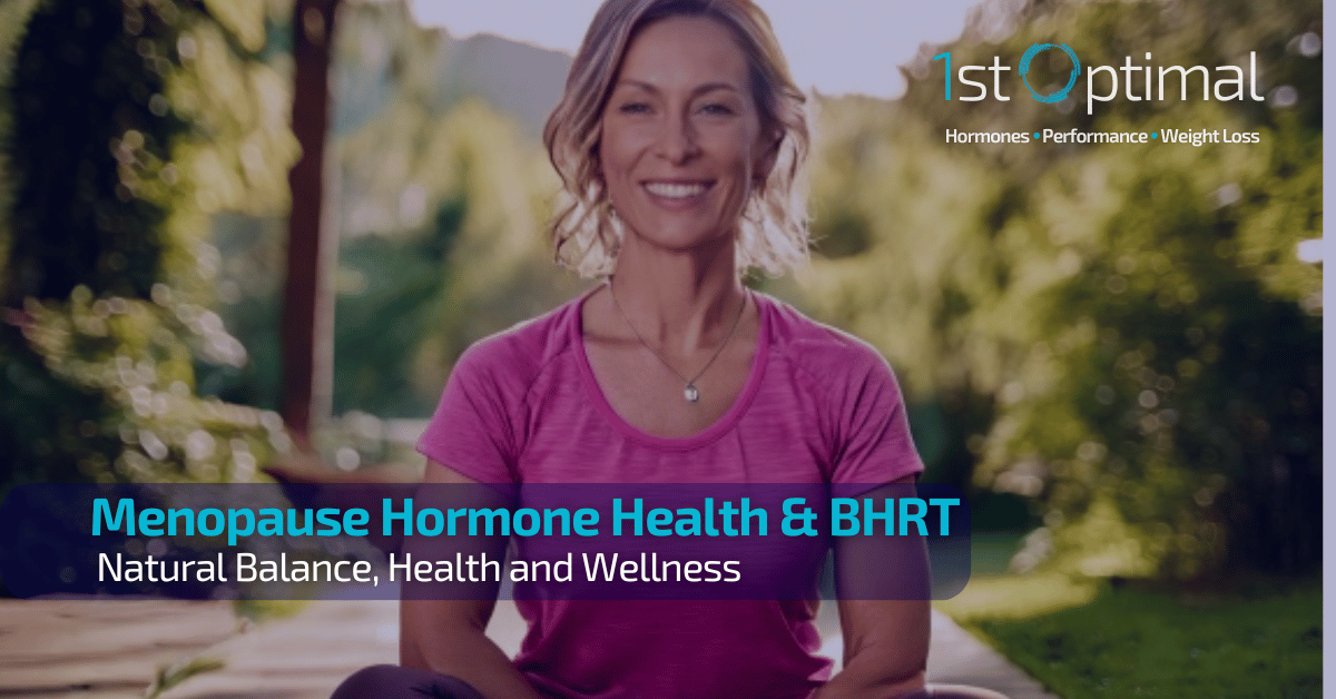 "Healthy midlife woman smiling outdoors, symbolizing empowered menopause hormone health with BHRT and lifestyle support."