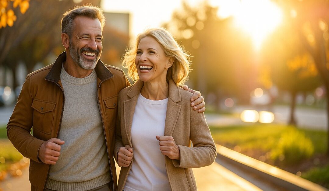 Happy Couple Walking - 7,000 Steps A Day