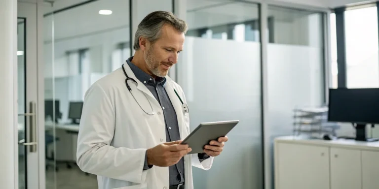Doctor preparing for TRT consultation.