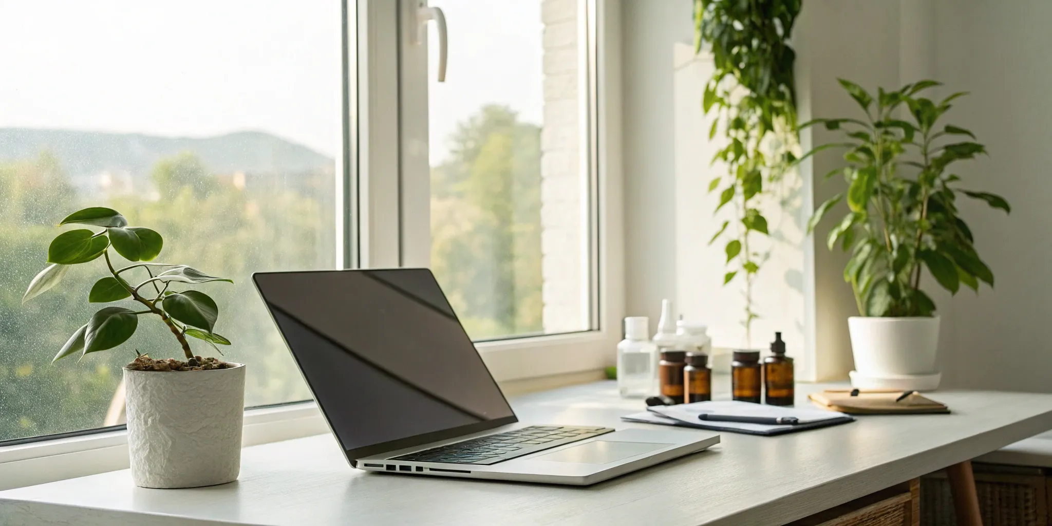 Safe testosterone access via telehealth on laptop.