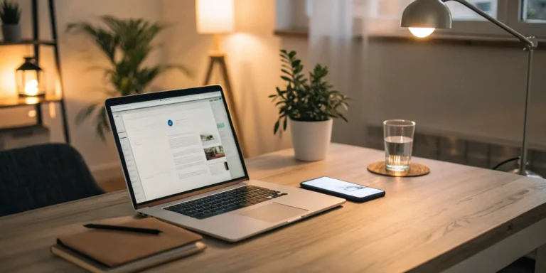 Order testosterone online. Laptop, notebook, and phone on desk.