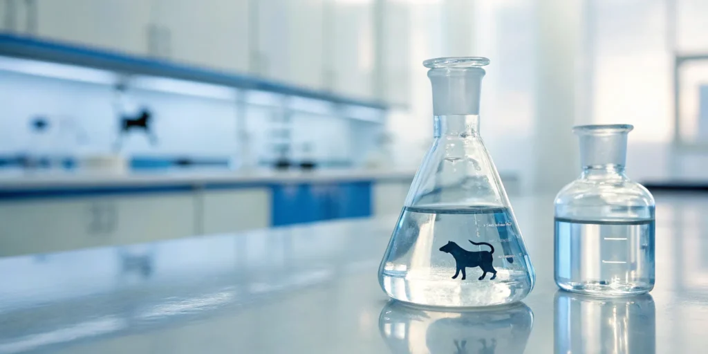 Human-grade vs. animal-grade peptides in vials.