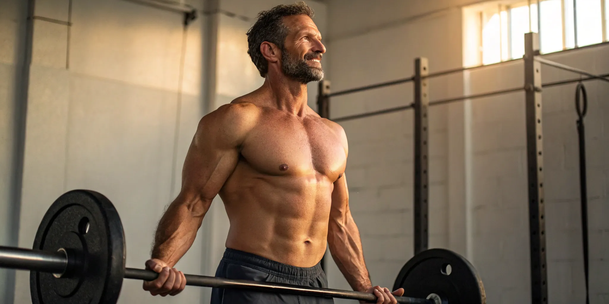 Man gains strength through testosterone replacement therapy.