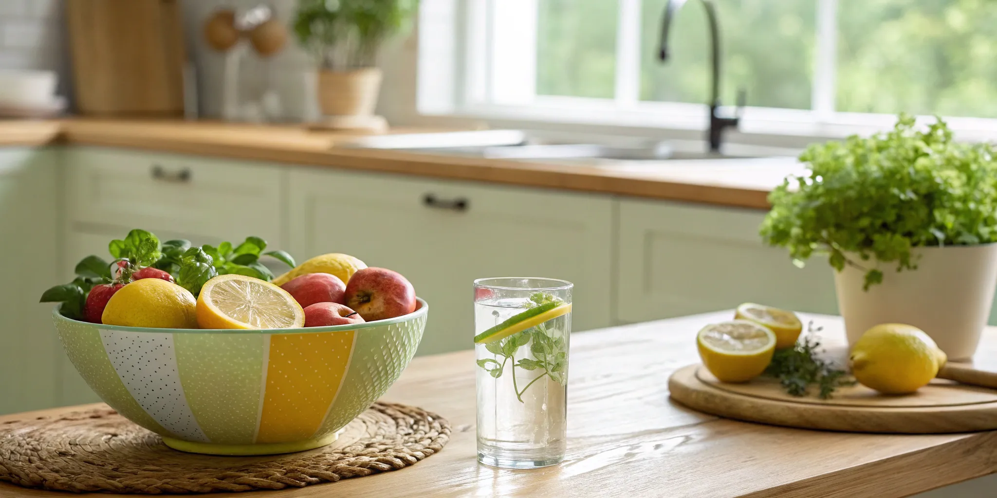 Best perimenopause diet: fresh fruit, greens, and lemon water.