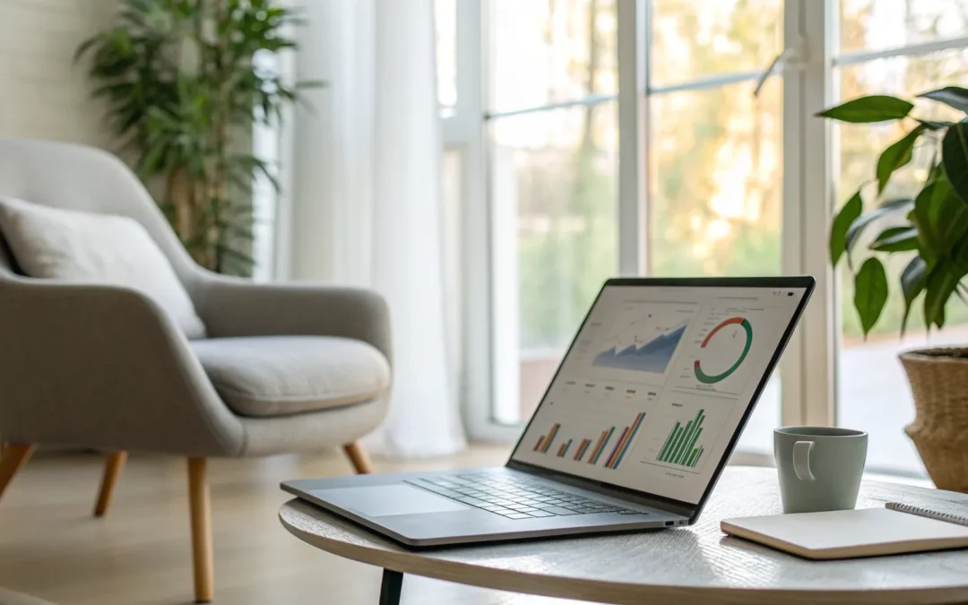 Laptop showing a progress chart from one of the best telehealth for weight loss programs.