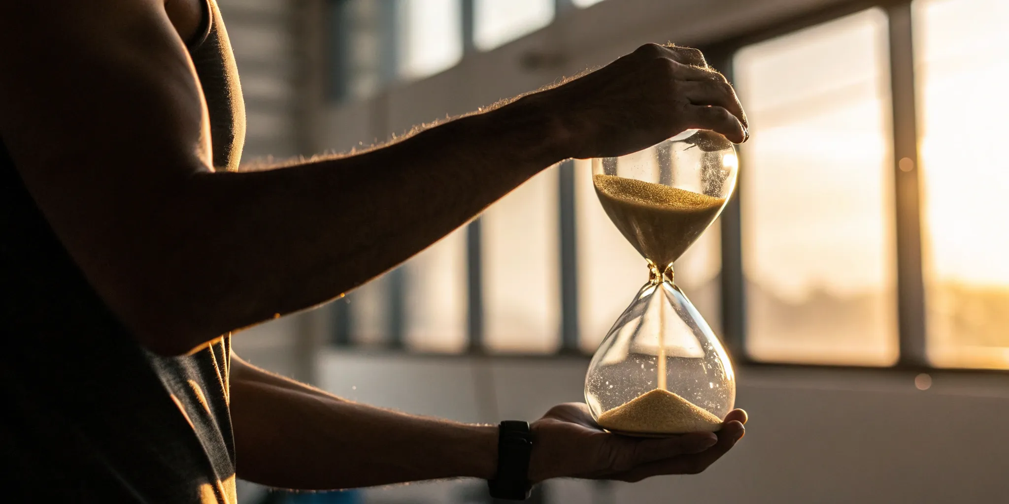 Man with an hourglass showing how testosterone levels can cause weight loss.