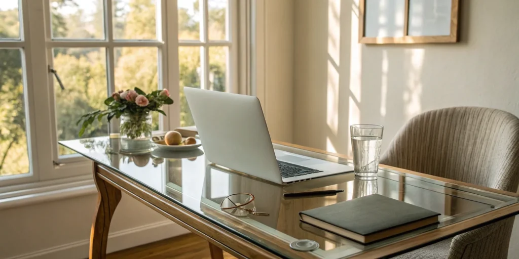 Laptop on a desk used for researching how much hormone replacement therapy costs.