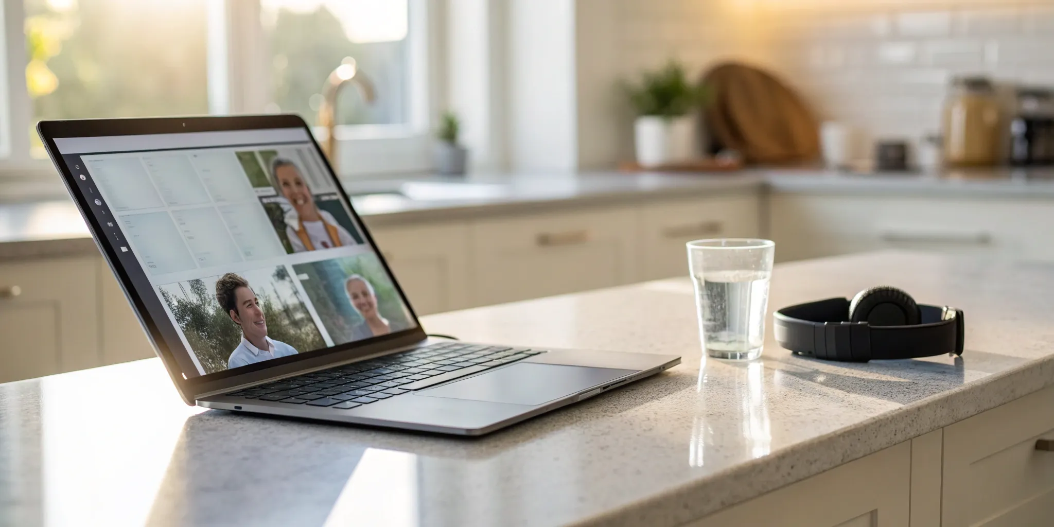 Laptop with telehealth video call for a free online weight loss prescription with insurance.