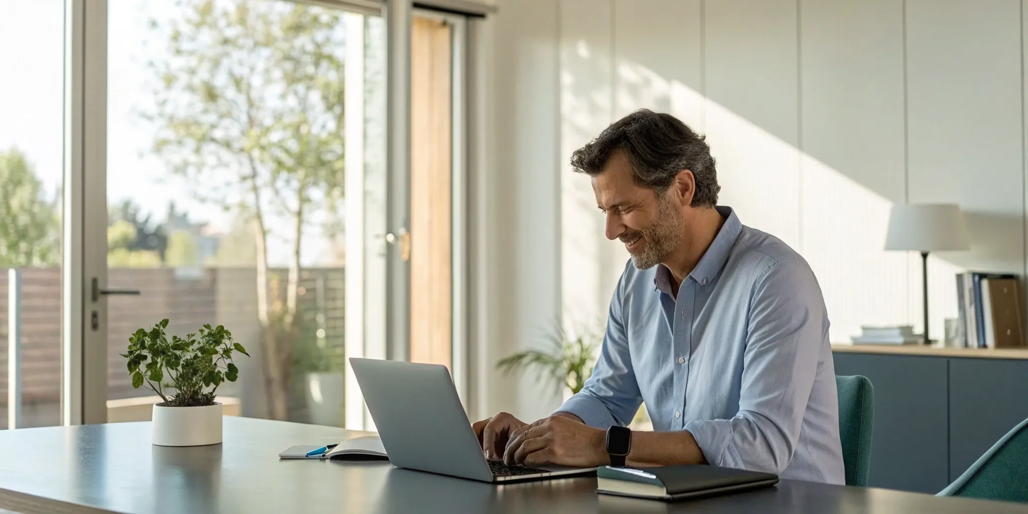 Man learning how to get a testosterone prescription online with his laptop.