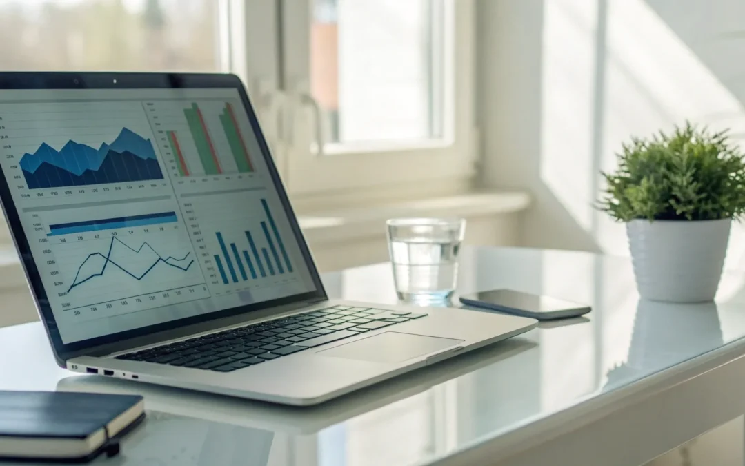 A laptop with medical charts used to safely order TRT online.