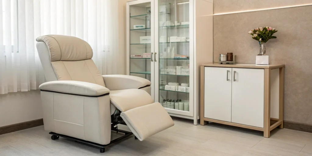 A professional hormone clinic room where a patient can safely get testosterone shots.