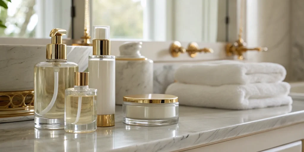 A collection of different anti-aging cream jars and bottles.