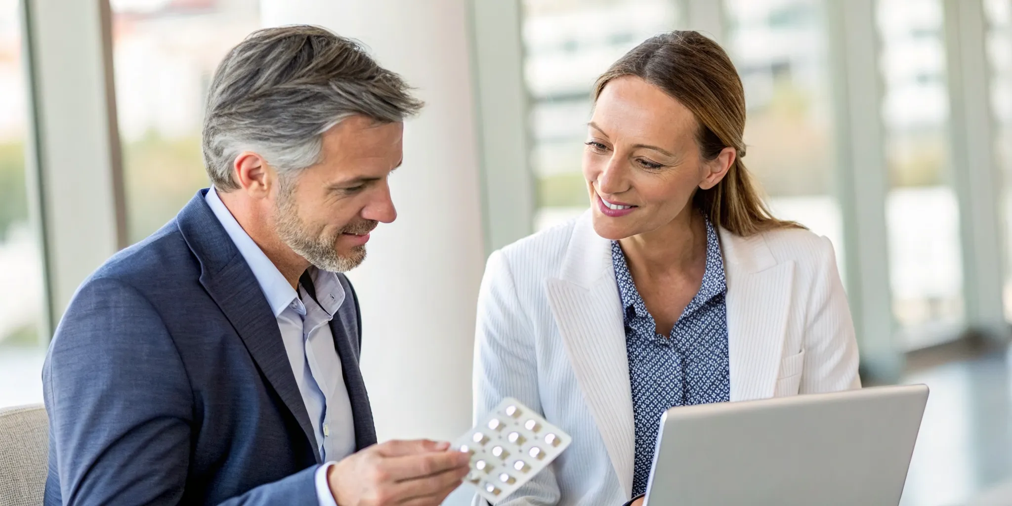 A doctor and patient discussing hormone replacement therapy (HRT) options.