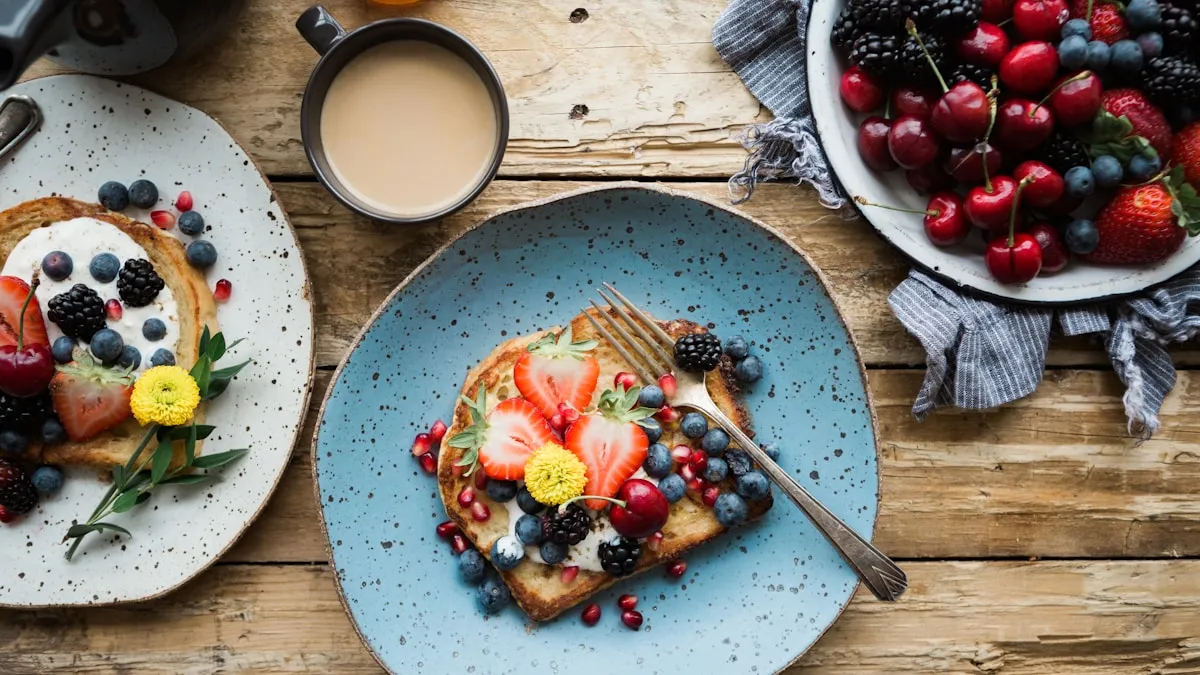 Healthy breakfast bowl with oats, berries, flaxseed, and chia seeds for perimenopause diet plan