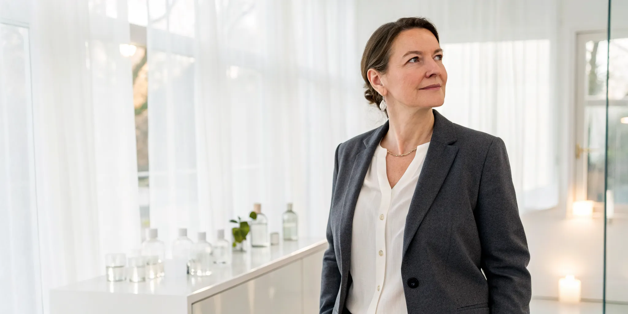 Confident woman feeling vital after bioidentical hormone replacement therapy for women.