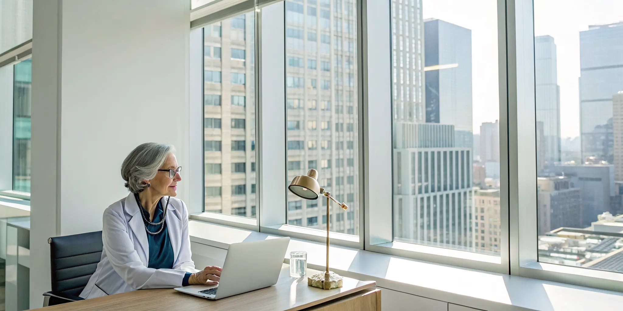 Woman over 50 researching testosterone therapy options on her laptop.